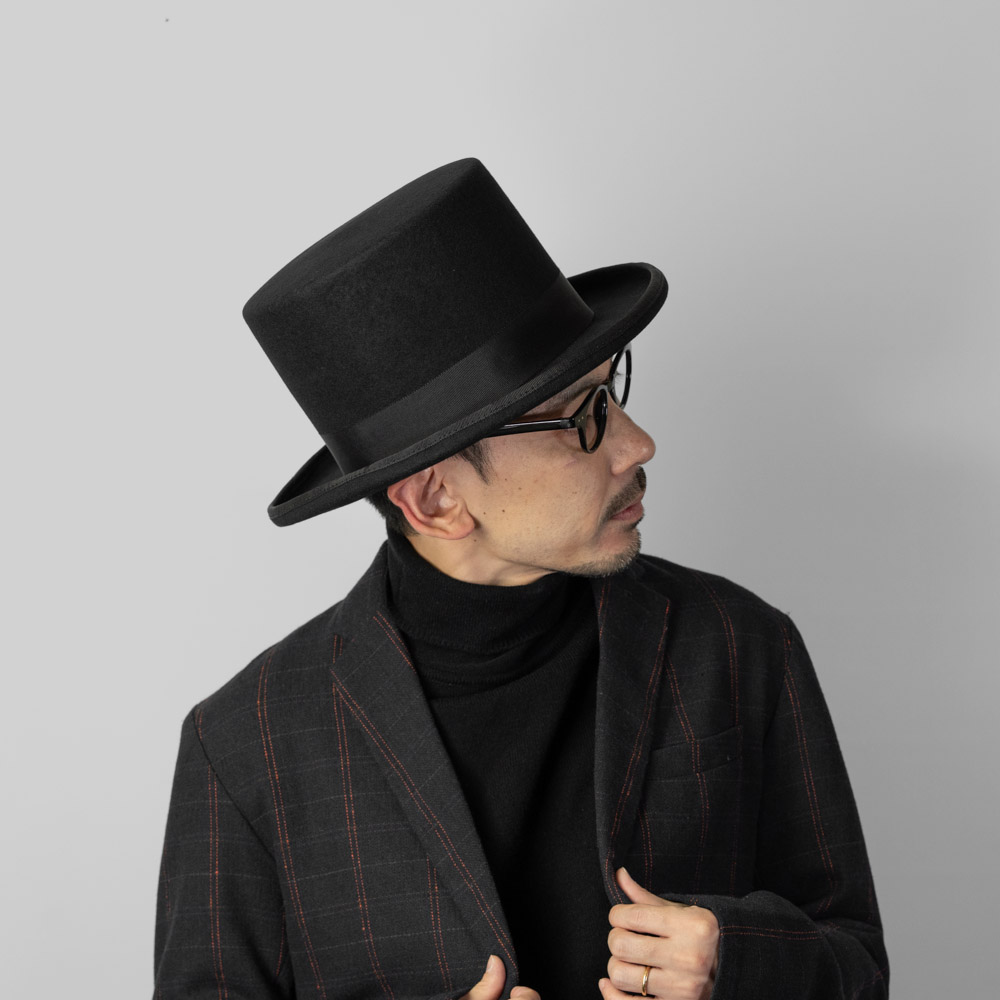 シルクハット 黒 ブラック メンズ ウール フェルト ハット EDHAT
