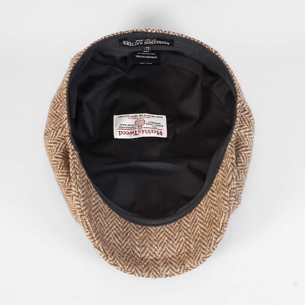 ハリスツイード使用ヘリンボーンハンチングキャスケットメンズ調整可 S