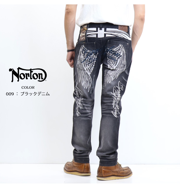 ノートン（NORTON） ウイングMAX刺繍 ストレッチデニム ジーンズ