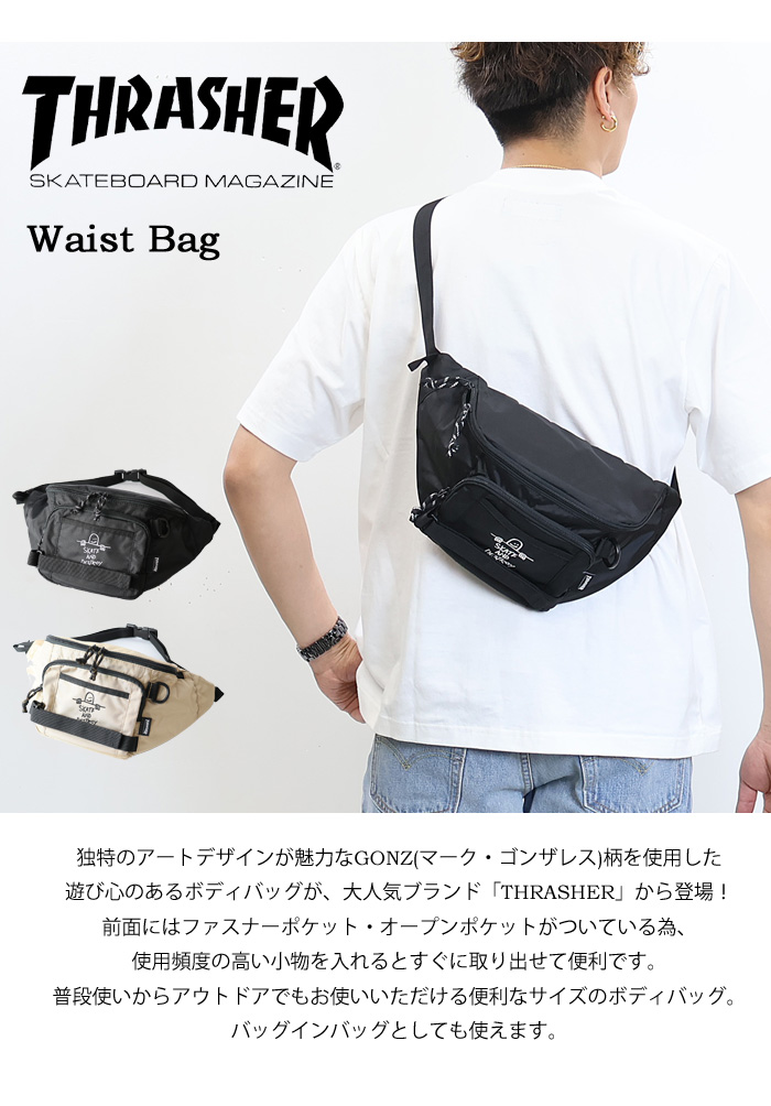 THRASHER（スラッシャー） ウエストバッグ マークゴンザレス 刺繍