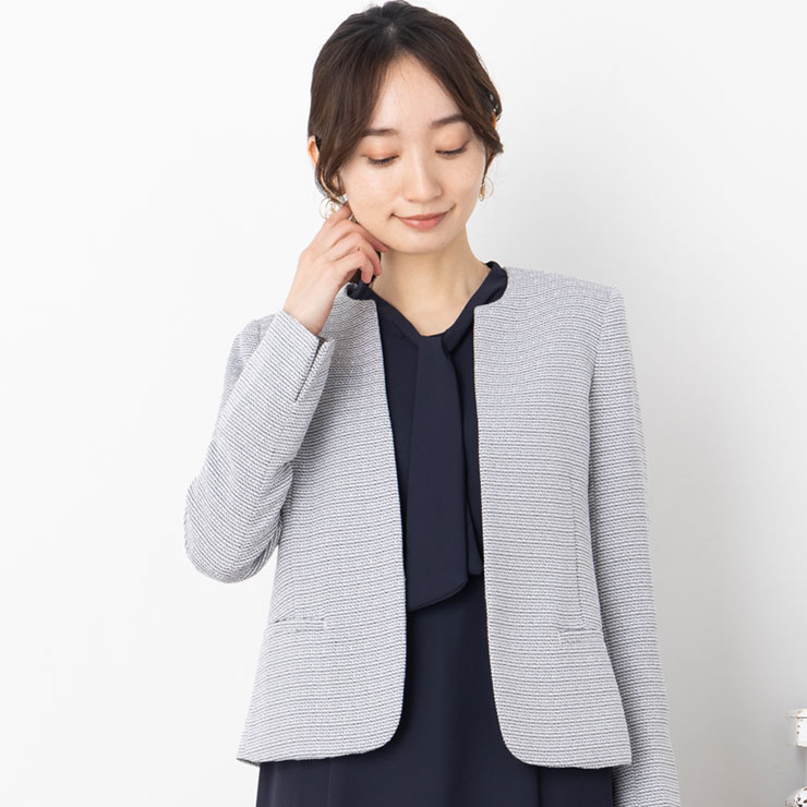 SALE20)(7〜17号)ツイード キーネック 長袖 ジャケット(jk)(rc