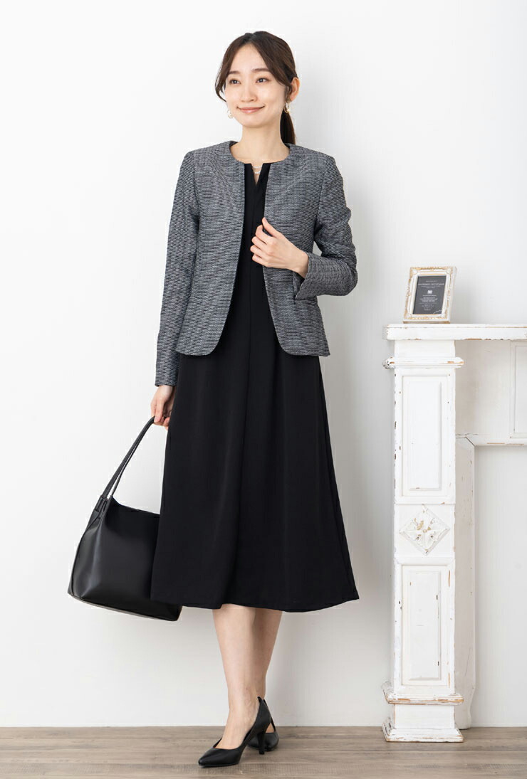 SALE20)(7〜17号)ツイード キーネック 長袖 ジャケット(jk)(rc