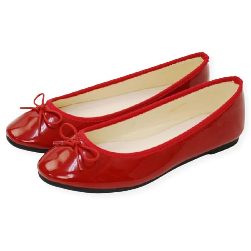 S〜LL)軽量ラウンドトゥバレエシューズ(合皮/スエード/エナメル)(無地