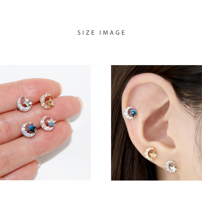 凛 RIN ボディピアス 軟骨ピアス 16G スター 星 ムーン 月 宇宙 片耳用