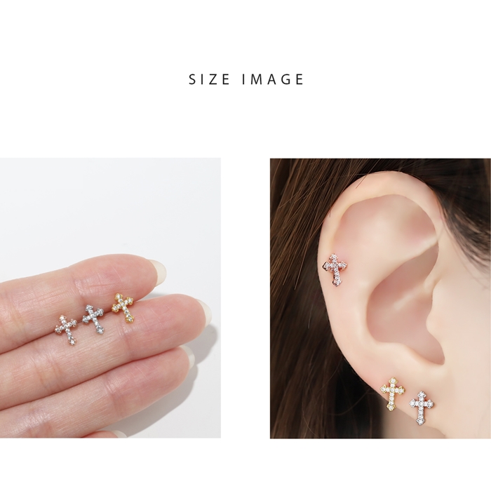 凛 RIN ボディピアス 16G 軟骨ピアス クロス 十字架 ジュエル キラキラ