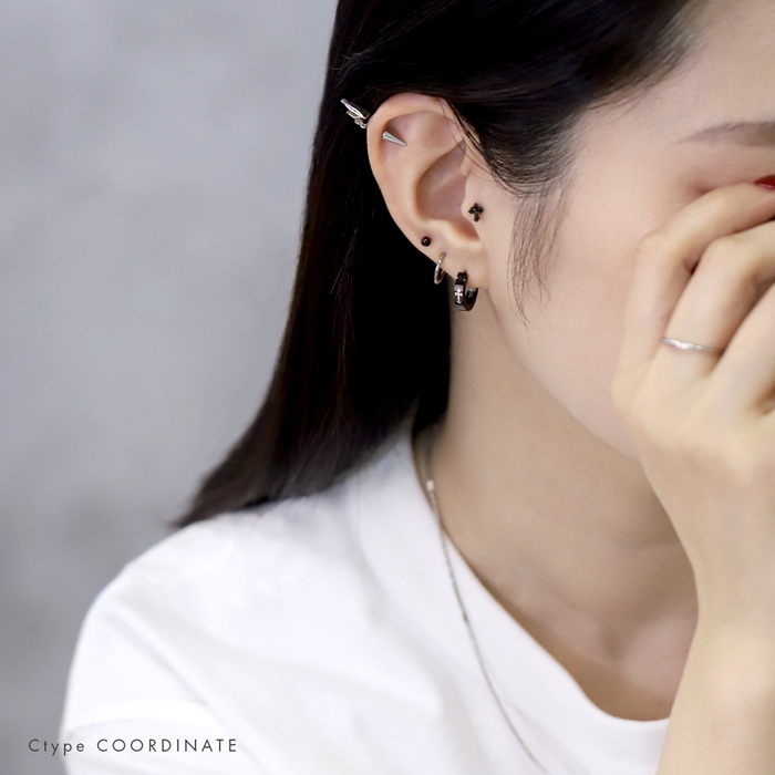 凛 RIN ピアス メンズ ヘリックス フープ ワンタッチリング ステンレス