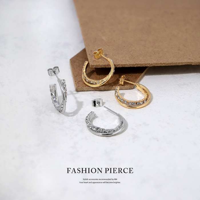 凛 RIN ピアス 18金 18Kコーティング レディース ニッケルフリー 2連
