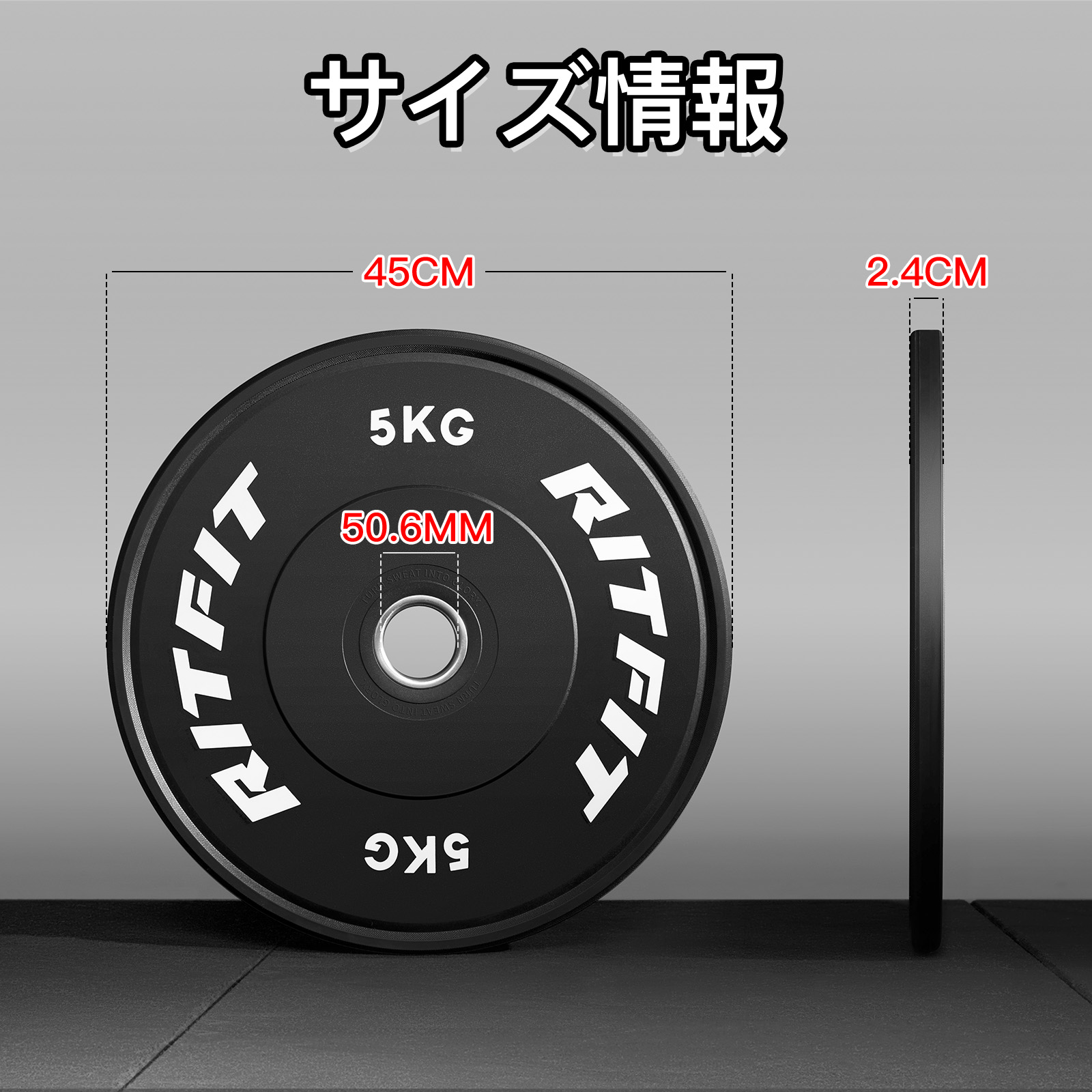 RITFIT バーベルプレート 5KG~25KG セット ダンベルプレート ラバー