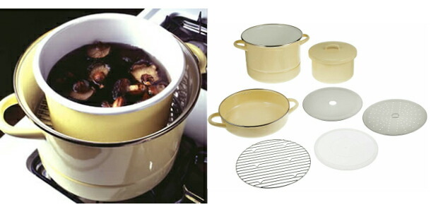 野田琺瑯（noda horo） ミモザ 両手鍋 深型 24cm ih 日本製 MIMOZA JM