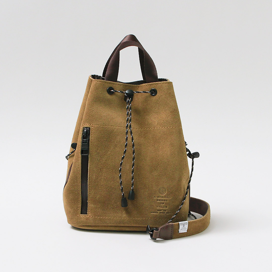 AS2OV（アッソブ） 撥水スエード ドローストリング バッグ / メンズ