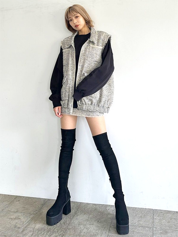 EMODA（エモダ） 厚底 ブーツ スクエア フィット ロング ブーツ