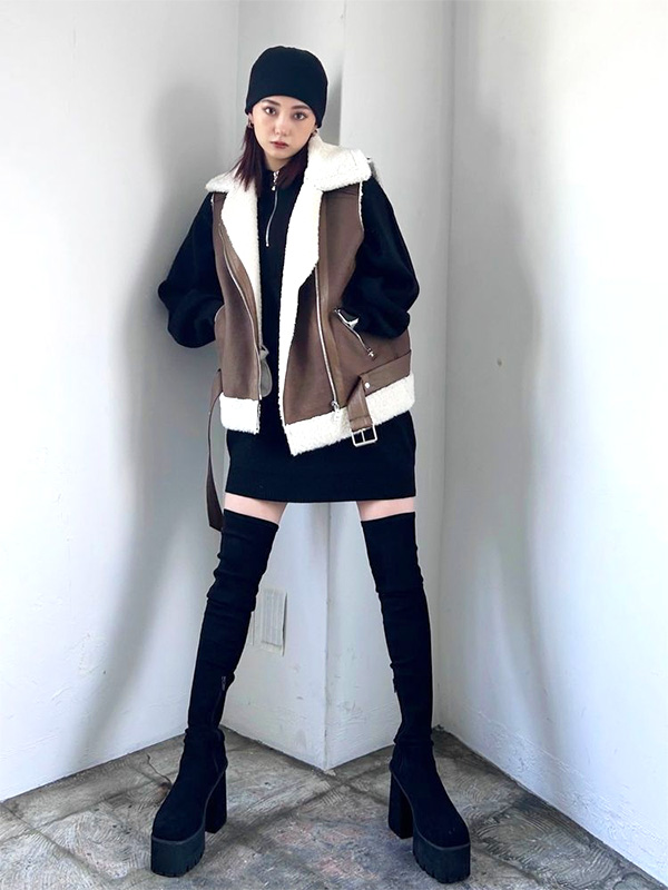 EMODA（エモダ） 厚底 ブーツ スクエア フィット ロング ブーツ