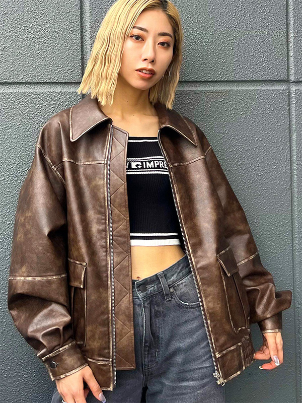 EMODA（エモダ） ヴィンテージ ライク オーバー ブルゾン フェイク