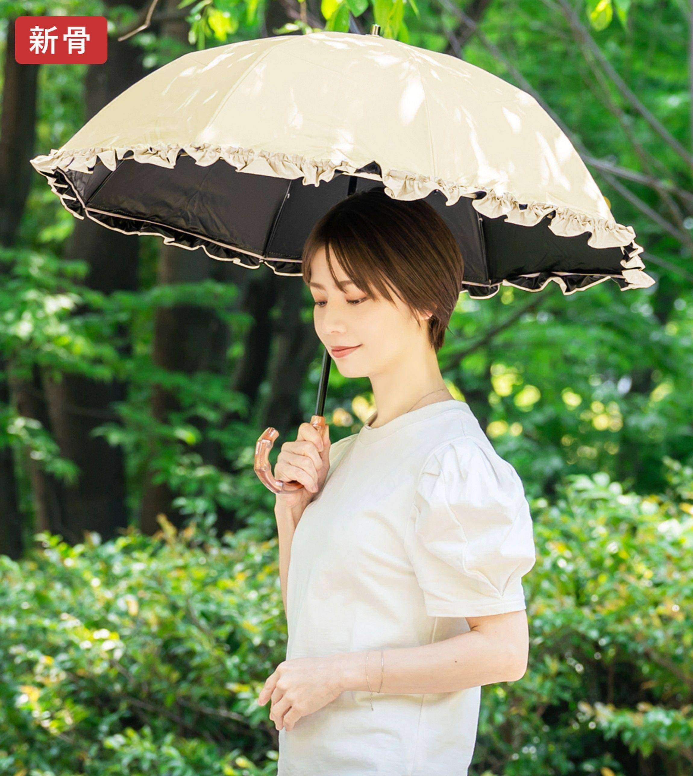 ロサブラン 日傘 完全遮光 折りたたみ フリル uv 晴雨兼用 軽量 2段