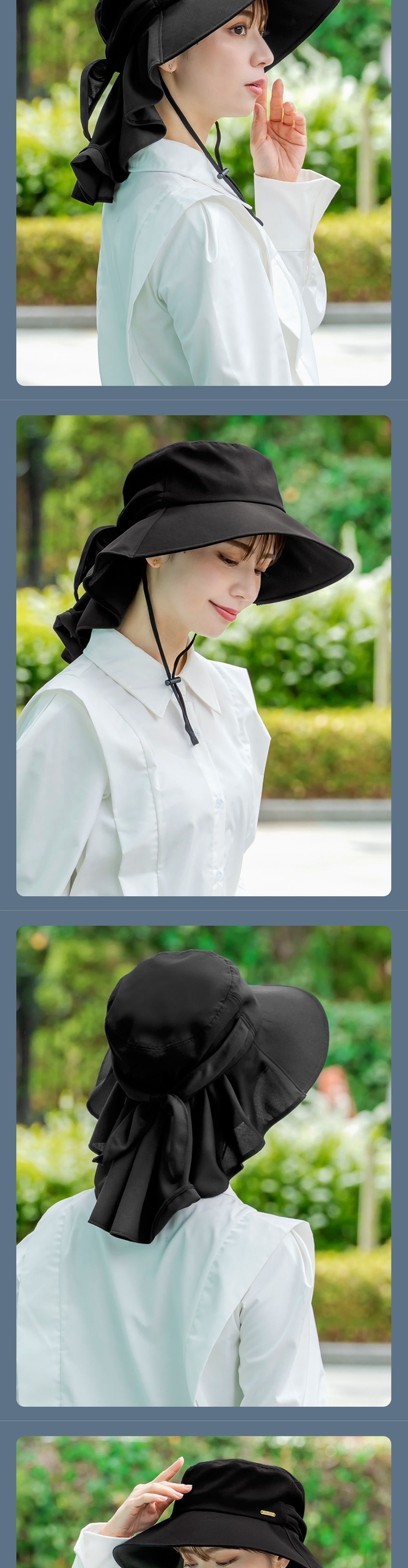 ロサブラン 100%遮光 帽子 レディース シャンブレーギャザーハット