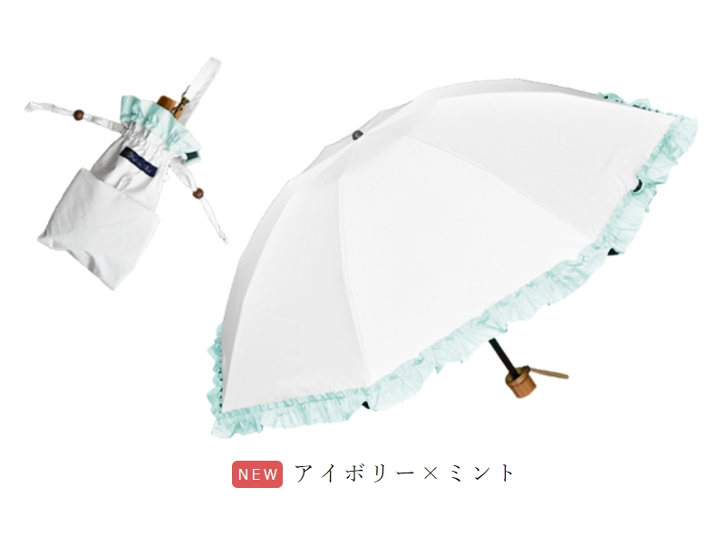 ロサブラン 日傘 完全遮光 フリル 折りたたみ uv 3段 軽量 シングル