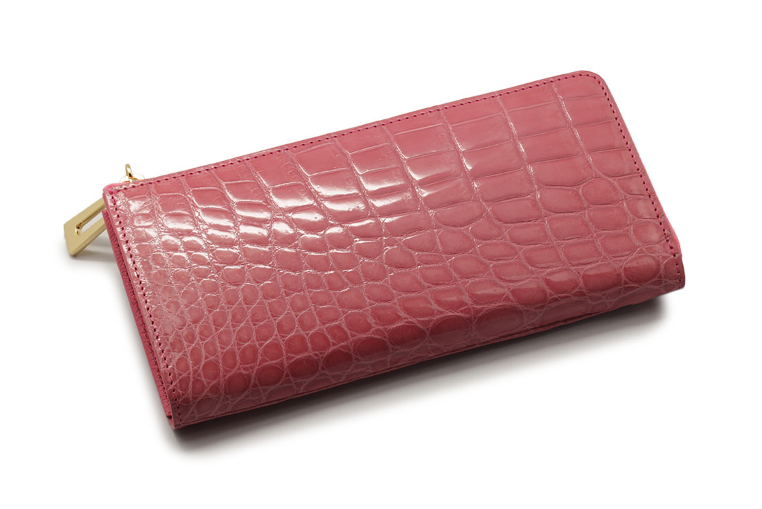 クロコダイル 財布 レディース 長財布 L字ファスナー シャイニング 艶