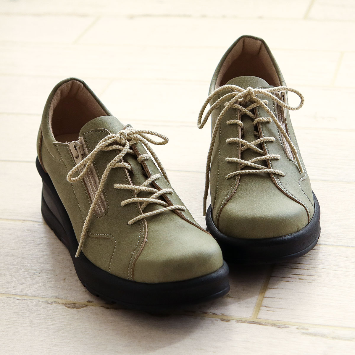 レースアップシューズ レディース 履きやすい ウェッジソール