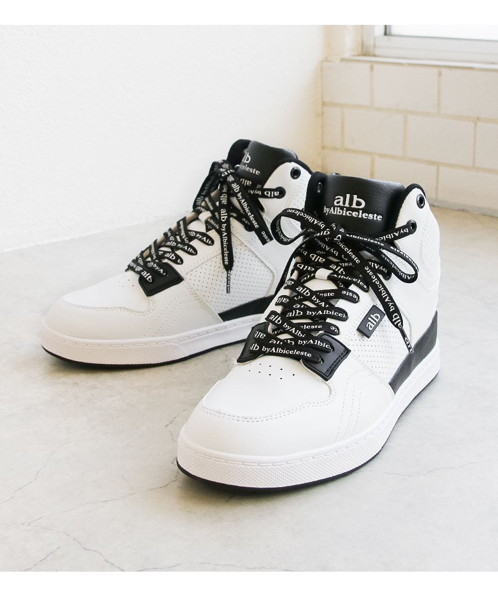 スニーカー メンズ 白 ハイカット クッションインソール ロゴシュー