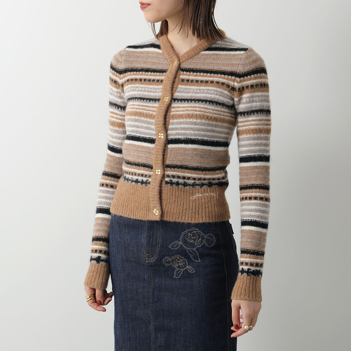 GANNI（ガニー） カーディガン Soft Wool Stripe Cardigan K2235 K2257