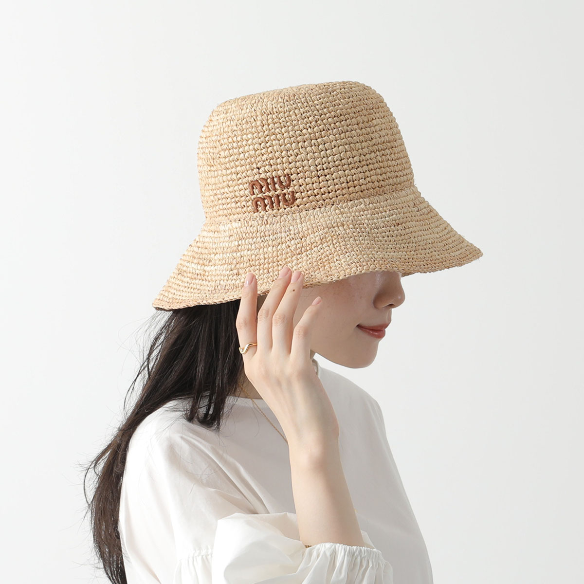 miu miu（ミュウミュウ） ハット 5HC334 2F9N レディース ラフィア