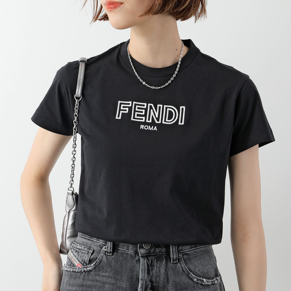 フェンディジーンズ FENDI Jeans ロゴTシャツ 44 ブラック - FENDI