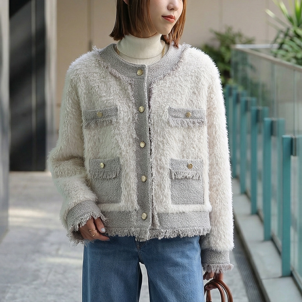 Trois trois トロワ ノーカラージャケット T256-83070 レディース