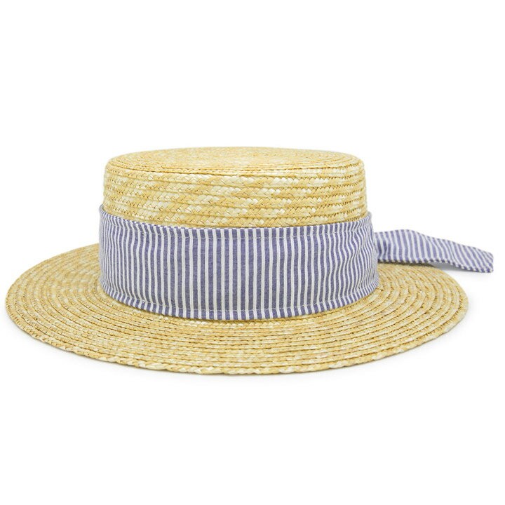 麦わら帽子 レディース ストローハット Backリボン麦カンカン帽 : 帽子