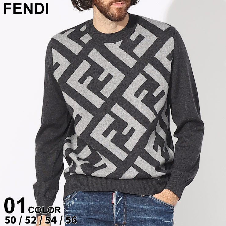 FENDI（フェンディ） ニット メンズ セーター FF柄 クルーネック