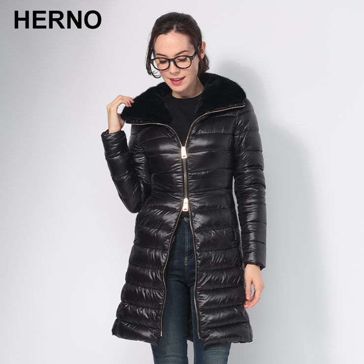 HERNO（ヘルノ） フェイクファー取り外し フルジップ ダウンコート