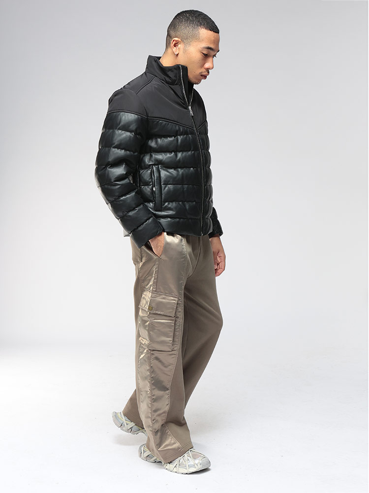 HUGO BOSS（ヒューゴ・ボス） ブルゾン メンズ ロゴ レザー 切り替え