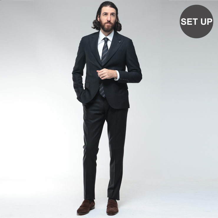 LARDINI（ラルディーニ） スーツ メンズ ヘリンボーンピーク シングル