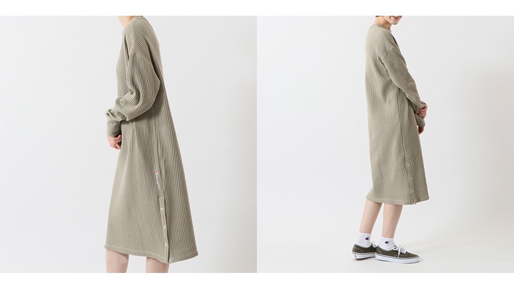 Champion（チャンピオン） 長袖 ワッフル ワンピース サーマル