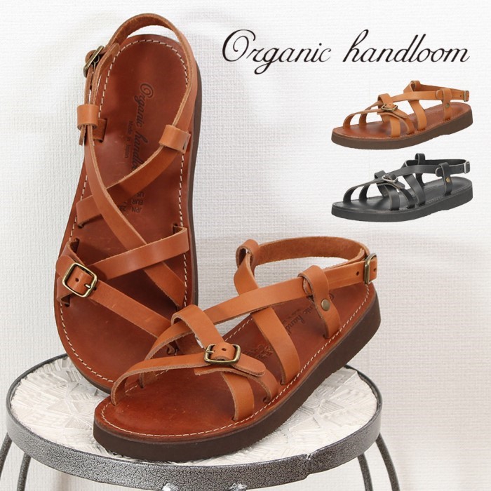 サンダル レディース ぺたんこ 本革 レザー 黒 ブラウン 靴 シューズ