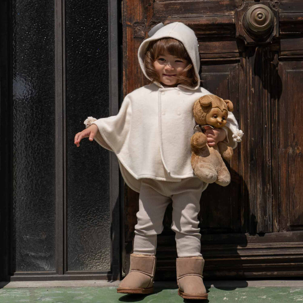 ベビー ケープ フリンジポンポン 70-90cm オーガニックコットン