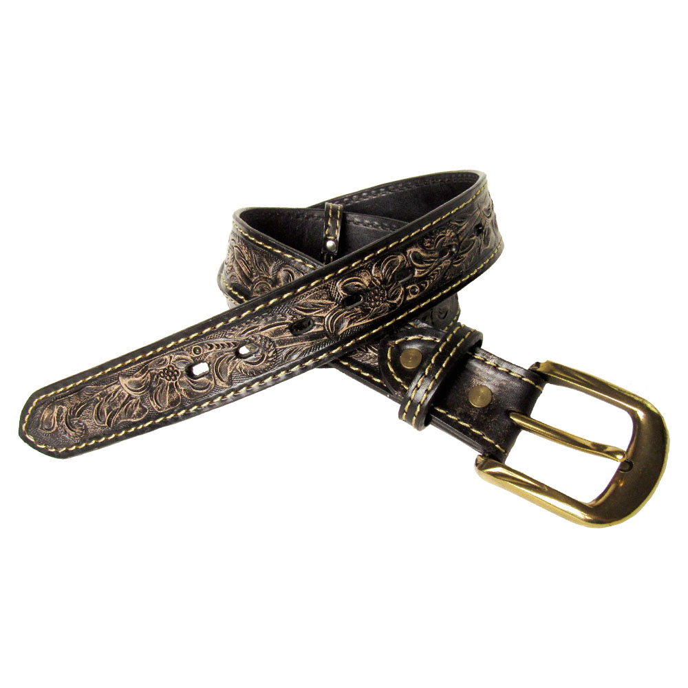 カービングベルト 本革 レザー ハンドメイド 手彫り ナチュラル/ダーク