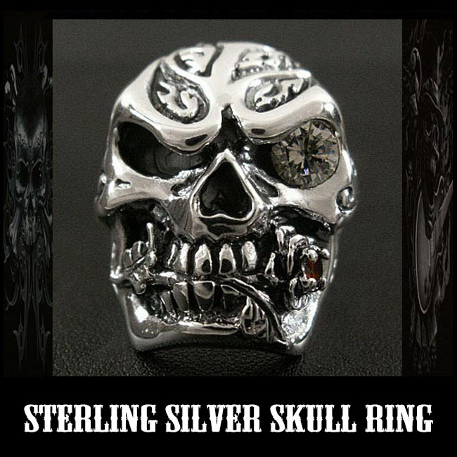 メンズシルバーリング スカルリング 指輪 シルバー925 髑髏（ID