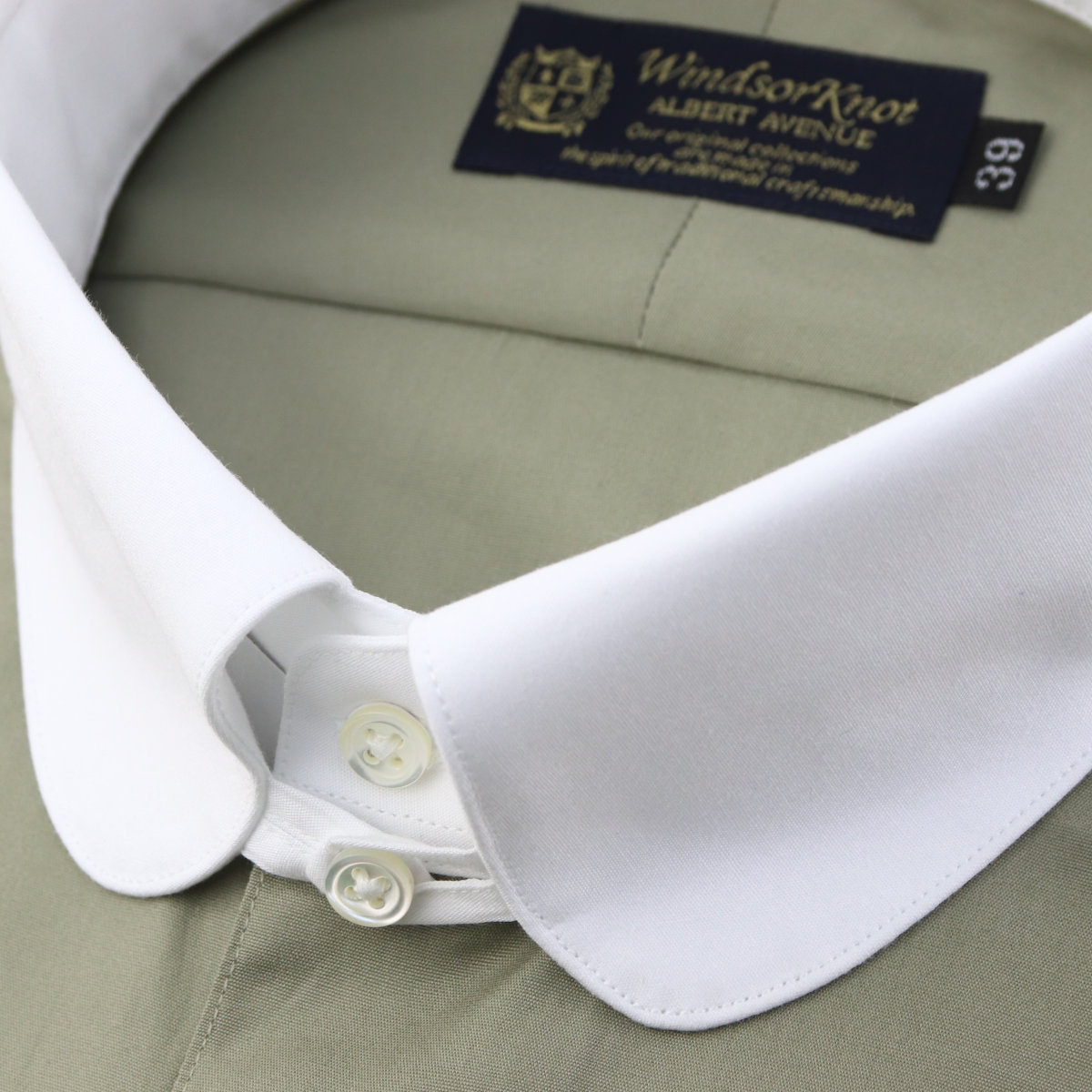 ワイシャツ ウィンザーノット ラウンドタブカラー クレリック ダブル