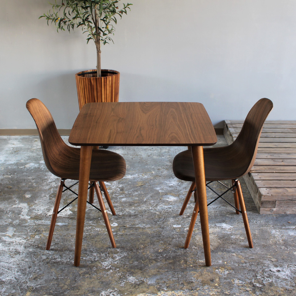 カフェテーブル ダイニングテーブル 木製 幅75cm ウォールナット