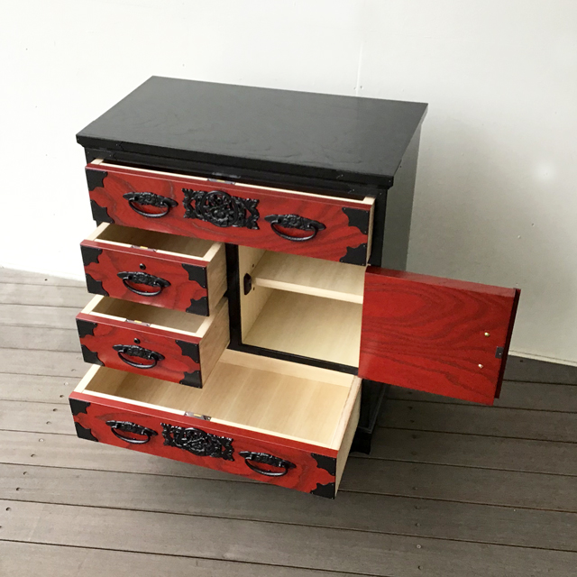 民芸家具 車箪笥(鍵付き) 和家具 日本製 国産家具 車箪笥 ケヤキ