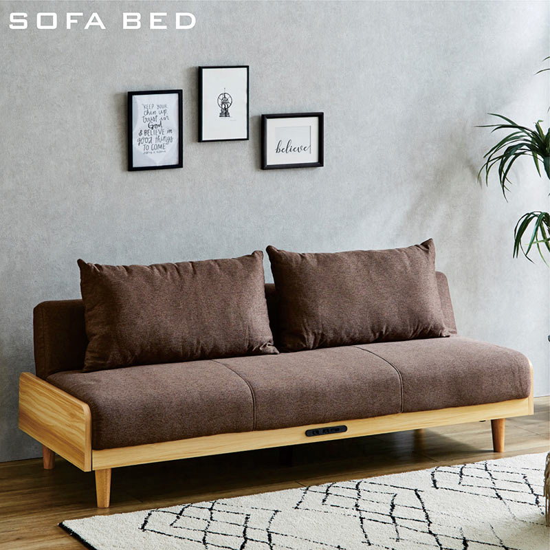 ソファ ソファーベッド ロータイプ 天然木 ファブリック 2WAY