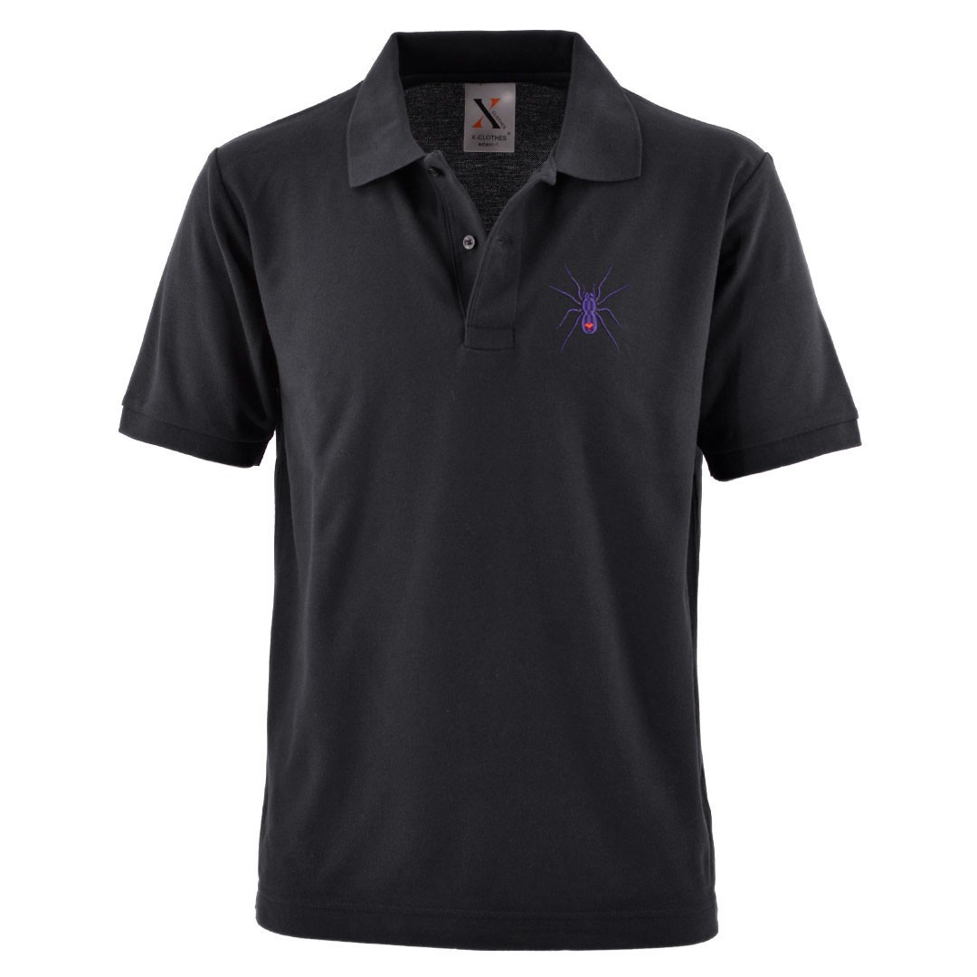 パンダ 刺繍 メンズ ポロシャツ 半袖 服 グッズ 富士山 クモ ハート