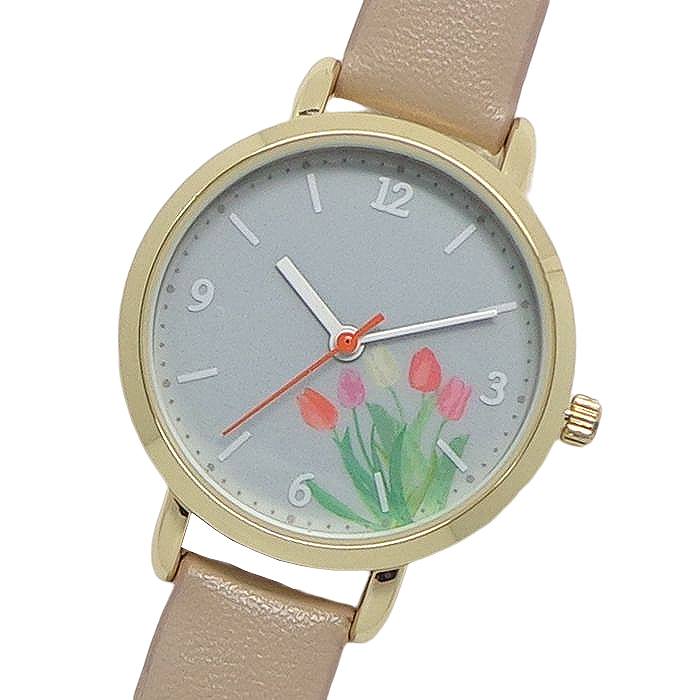 お花デザイン 革ウォッチ GY061 ピント レディース 腕時計 日本製