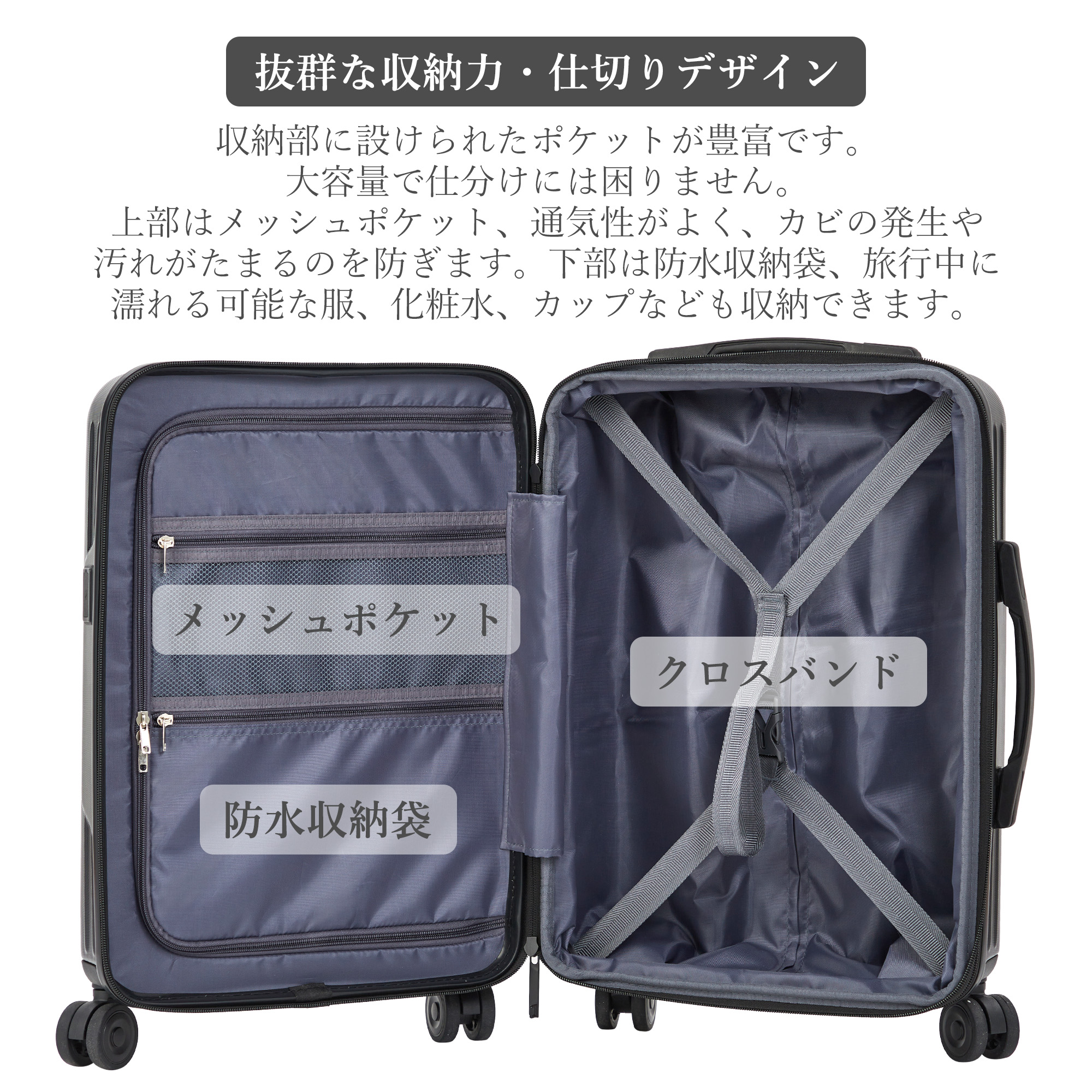 スーツケース sサイズ 拡張 軽量 フロントオープン 前開き 機内