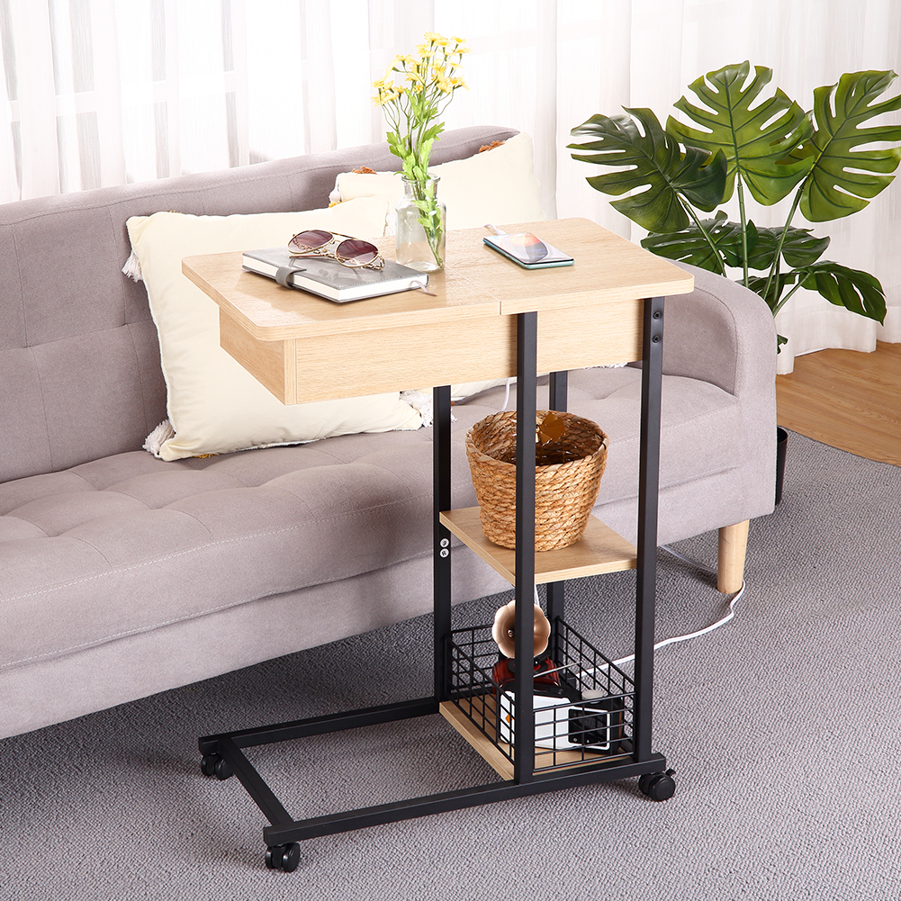 サイドテーブル おしゃれ キャスター スリム 収納付き コンセント付 コ