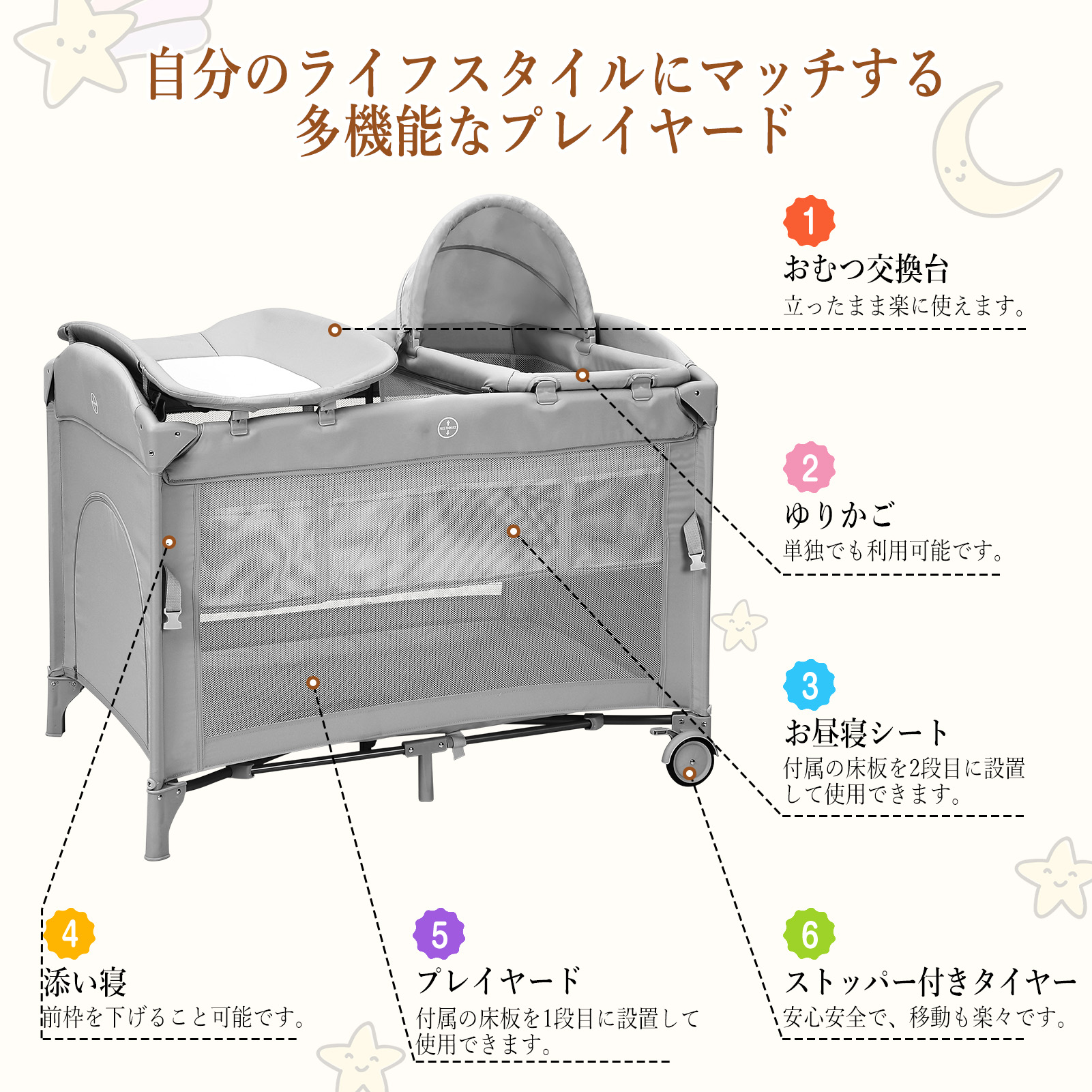 ベビーベッド 折りたたみ 添い寝 ベビーサークル おむつ交換台