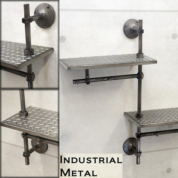 ガレージ鉄板 配管 インダストリアル ウォール シェルフ 完成品