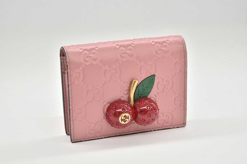 グッチシマ グッチ チェリー さくらんぼ付 カードケース 二つ折り財布