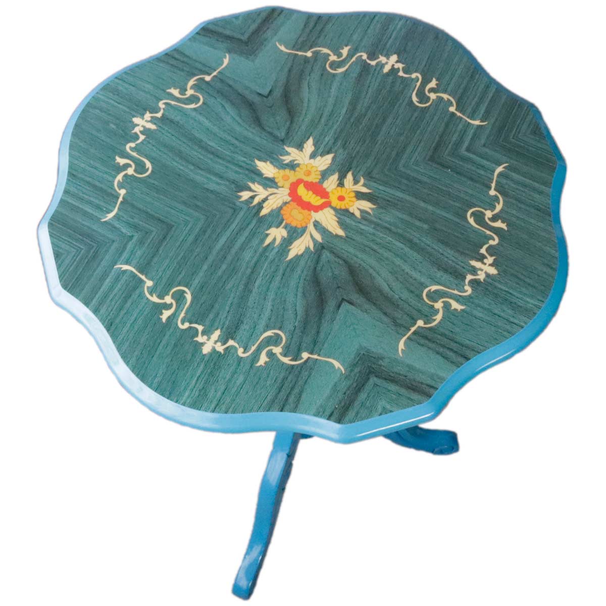 丸テーブル おしゃれ 象嵌 サイドテーブル イタリア家具 ロココ調