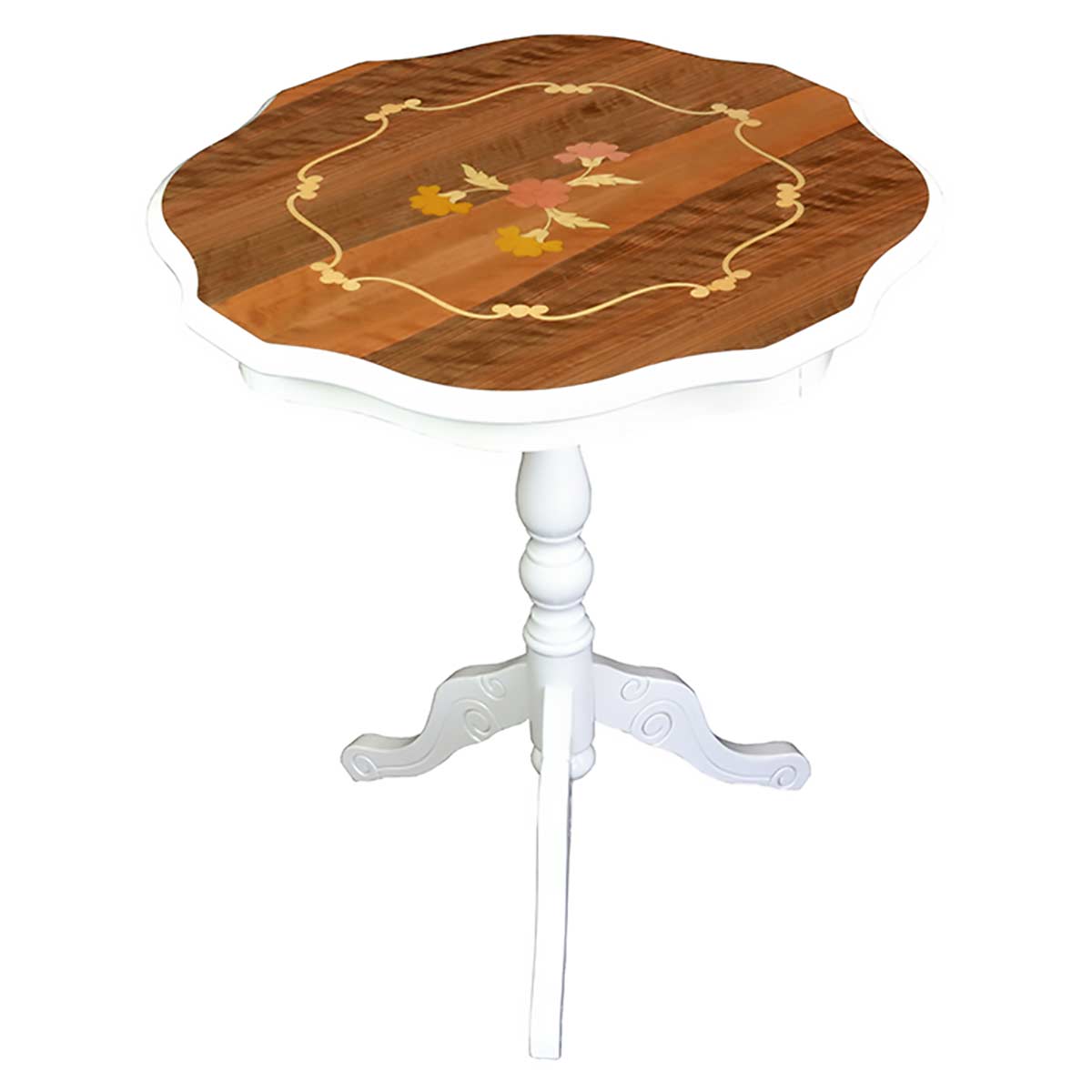 丸テーブル おしゃれ 象嵌 サイドテーブル イタリア家具 ロココ調